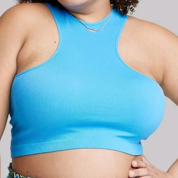 Wild fable plus size seamless ribbed high neck racerback style tank top sky blue - Picture 2 of 4